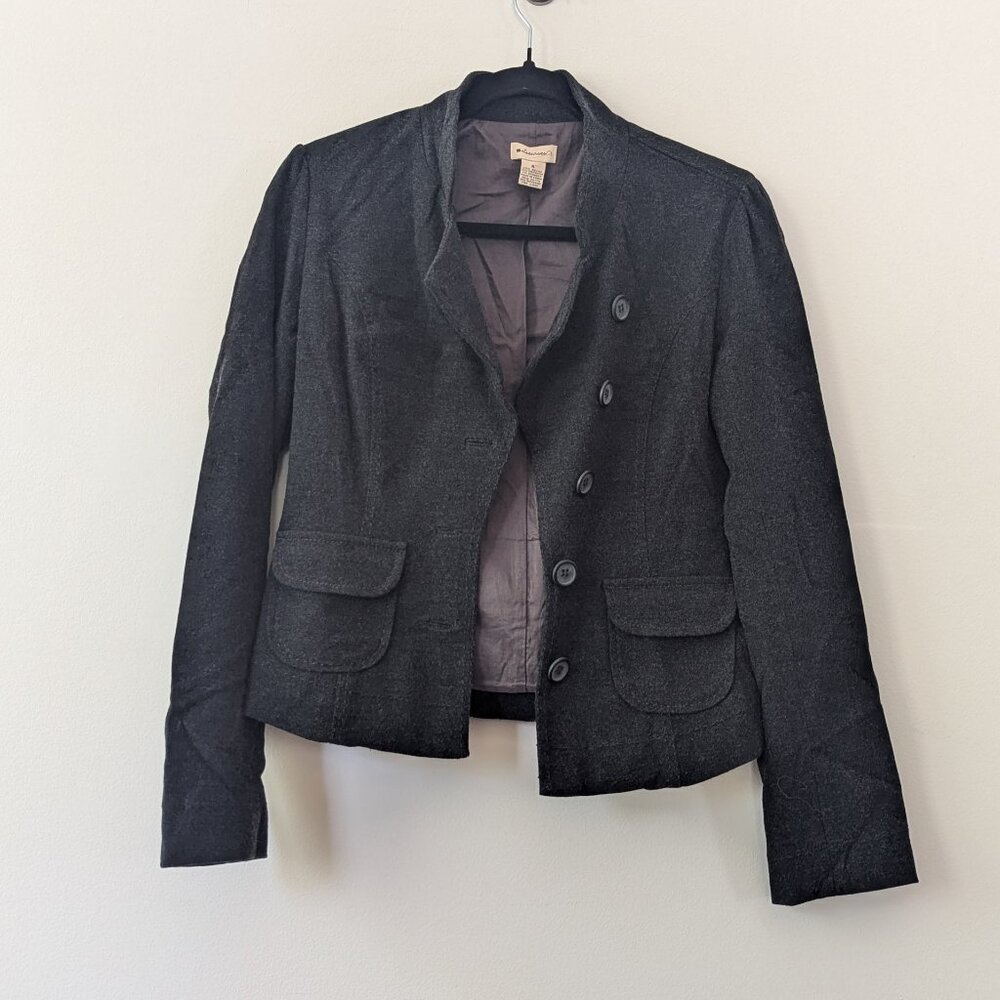 Anthropologie Elevenses Soft Grey Button Jacket